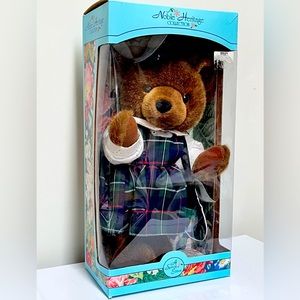 Noble Heritage Collection Bear in original box  plaid dress and purse